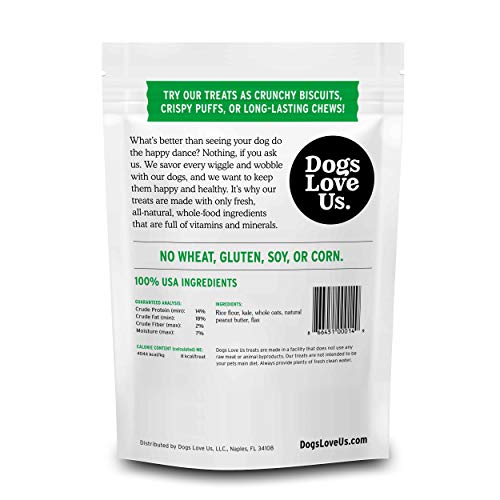 Dogs Love Us Kale Dog Treats, Crunchy Pet Snacks, Wheat Soy And Gluten-Free, Peanutty Peanut Butter Recipe, 6 Oz. Bag (Dlk-00014) #TOP1