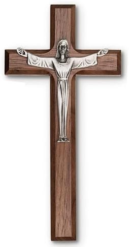 8in Walnut Wood Risen Christ Wall Cross