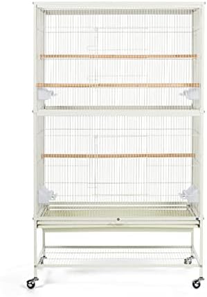 Prevue Pet Products Wrought Iron Flight Cage with Stand, Large Birdcage for Pets, Metal Cage Standing Birdcage, Chalk White