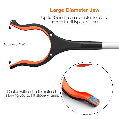 TACKLIFE Upgrade Grabber Reacher Tool, 0°-180° Angled Arm, 90° Rotating Head, Magnetic Tips, Mobility Aid Reaching Assist Tool, Claw Trash Picker Grabber Tool(30’’) - RG01