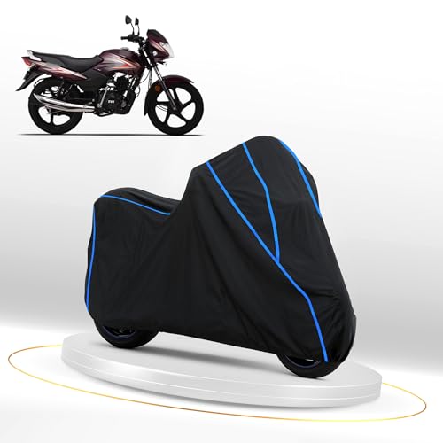 Image of Waterproof Bike Cover for TVS Sport | Heavy Duty Polyester | All-Weather, Dustproof, UV Protection | Triple Stitched Elastic Hem, Snug Fit Black
