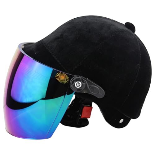 Pineeseatile Reithelm, Reithelm für Erwachsene und Jugendliche – Verstellbarer aus Samt mit herausnehmbarem Innenfutter und getöntem Visier für Komfort Sicherheit