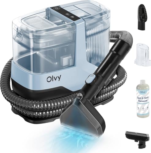 Olvy Nettoyeur de Tapis – Puissant Détacheur 17.000 PA avec Tuyau de 1,6m, Câble de 4m, Fonction d’Auto-Nettoyage & 500ml de Solution de Nettoyage –...