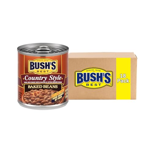 Image of Bush's Best Baked Beans, Homestyle Seasoned Beans in Savory Sauce for BBQ, Cookouts, Side Dishes and Easy Meals, 8.3 Ounce (Pack of 18)