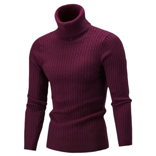 Men's Autumn Winter Turtleneck Knitted Sweater Warm Slim Fit Casual Pullovers3
