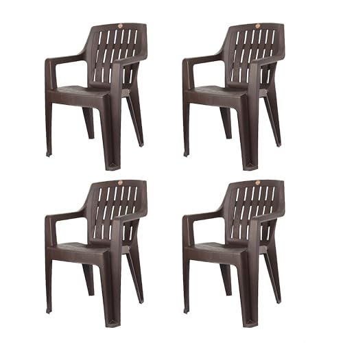 Image of Cello Ritzy Chair Set of 4, Matte Brown | Unbreakable, Durable & Strong | Blended PP Material, Easy to Clean | Plastic Chair for Living Room, Home & Office | 3 Years Warranty - Manufacturing Defects