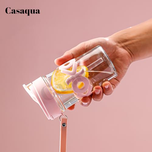 Image of Glass Tumbler with Straw & Flip Lid - 420ml, Set of 1, Reusable Clear Glass Water Bottle with Silicone Sleeve, Portable Travel Sipper Cup for Water, Juice, Iced Coffee, Milk & Smoothies