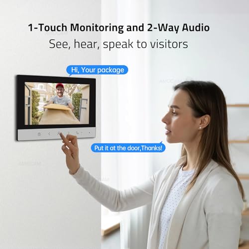 1080P Video Intercom System, Wired VideoDoorbell HD Camera with 7 Inch Monitor, 4-Wire VideoDoor Phone Intercom Panel Kits Support Unlock, Monitoring, 2-Way Audio for Villa Home Office Apartment thumbnail 6