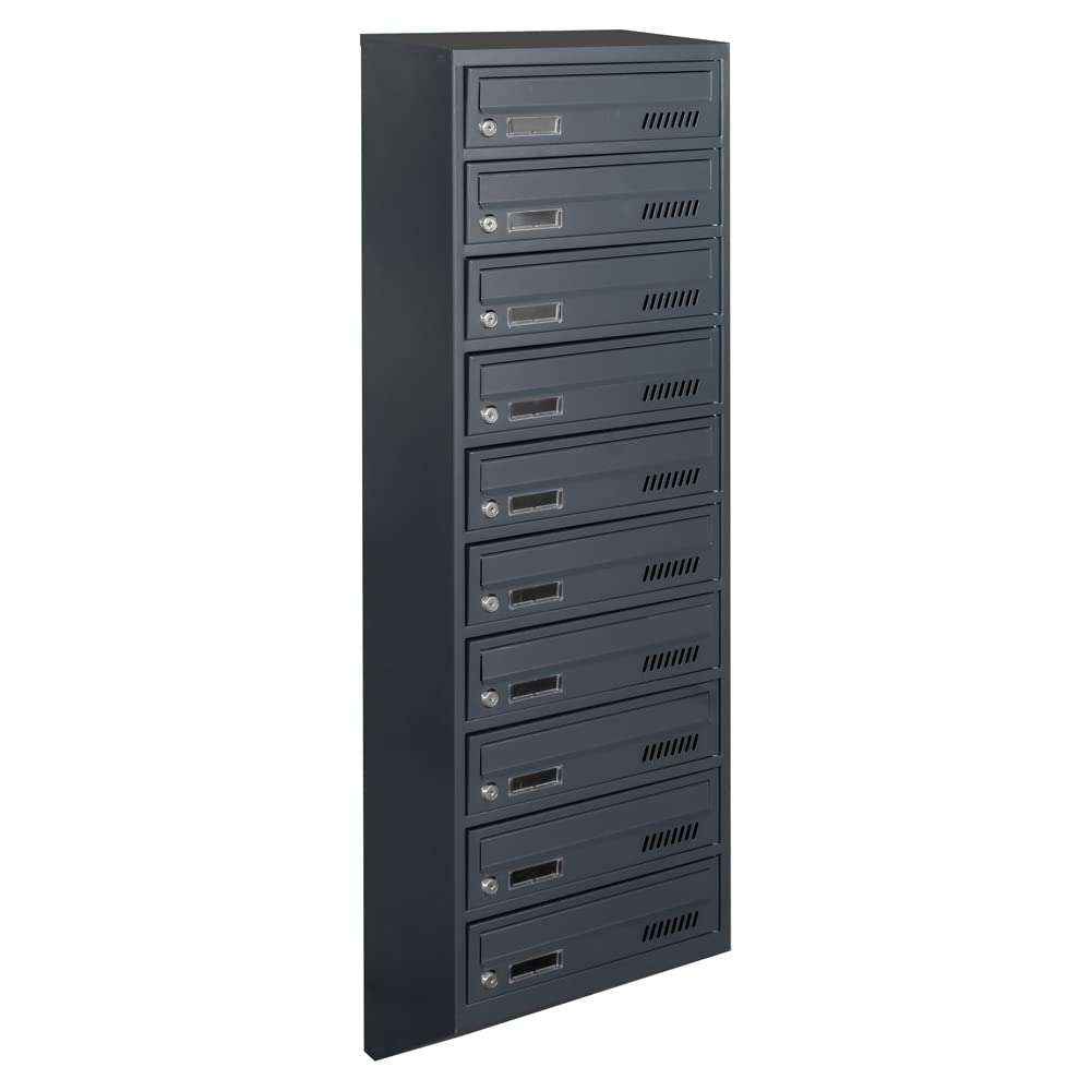 Bloc de 10 Boite aux Lettres avec Fixation Murale Euro GDS 10 RAL 7016