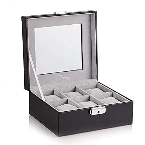 Remontoir de montre automatique étui pour 6 montres vitrine rangement similicuir boucle métal