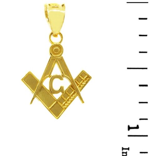 14k Gold Freemason Small Square And Compass Masonic Pendant2