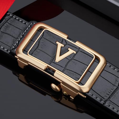 VANNANBA Mens Ratchet Belts Genuine Leather Belt with Automatic Buckle Alloy Gift for Men3