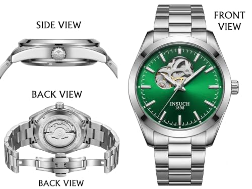 Image of MINI @ MAXX 1998 Men's Automatic Mechanical Watch with Open Heart Dial, Silver Stainless Steel Bracelet, Analog Display, Premium Formal & Casual Wrist Watch for Men