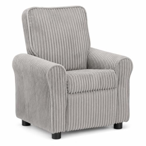 Image of Olive & Opie Jordan Kids /Toddler Push Back Recliner Chair, Lounge Sofa for Boys & Girls Ages 3 and Up, Soft Upholstery, Soft Gray Cords
