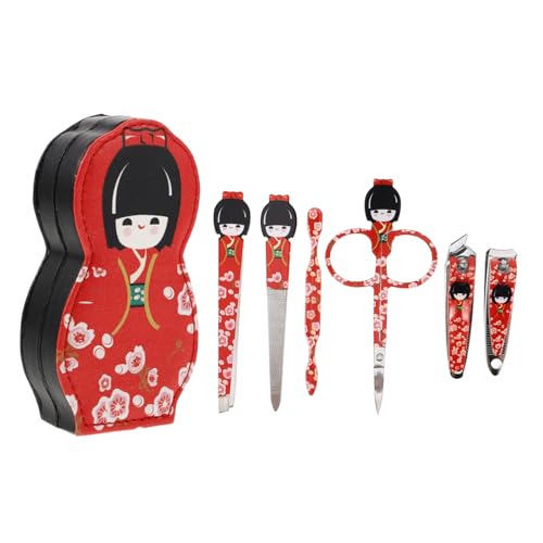 MUSISALY 1 セット マトリョーシカ爪切りセット メンズグルーミングキット ネイルケアキット マニキュアツール メンズマニキュアキット メンズネイルグルーミングキット ステンレス鋼 赤