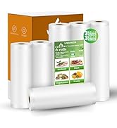 Multi-layer Vacuum Sealer Bags Rolls, LIWUNON 6 Pack 11" x 20' x3 Rolls and 8" x 20' x3 Rolls Com...