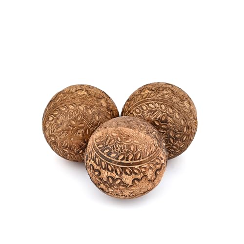 Kimona Dekokugel aus Mangoholz, Tafelaufsatz oder Einzelnutzung, ideal für den Einsatz im Wohnzimmer, Esszimmer, Couchtisch und als Hausdekor (3er-Set), (7,6 x 7,6 x 7,6 cm)