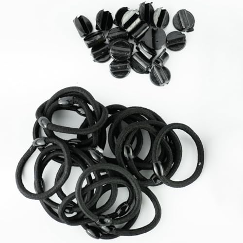 Image of Hair Band Making Materials - Elastic Hair Bands, Lock Connectors & MDF Round Base Discs | DIY Hair Accessories & Complete Making Kit (Multiple Options Available) (20, Hair Band & Connector Only)