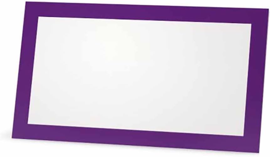 Purple Place Cards - Flat or Tent - 10 or 50 Pack - White Blank Front with Solid Color Border - Placement Table Name Seating Stationery Party Supplies - Occasion or Dinner Event (50, Tent Style)
