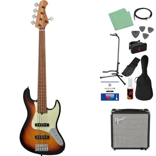Bacchus WJB5-630-RSM/M-Act 5弦ベース 初心者12点セット 【Fenderアンプ付】 3TS ジャズベースタイプ アクティブ バッカス