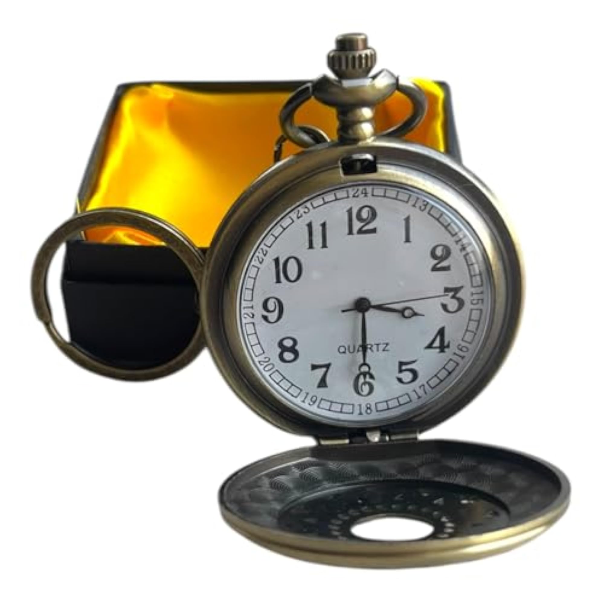 Flower Shaped Pocket Watch with Keychain and Box