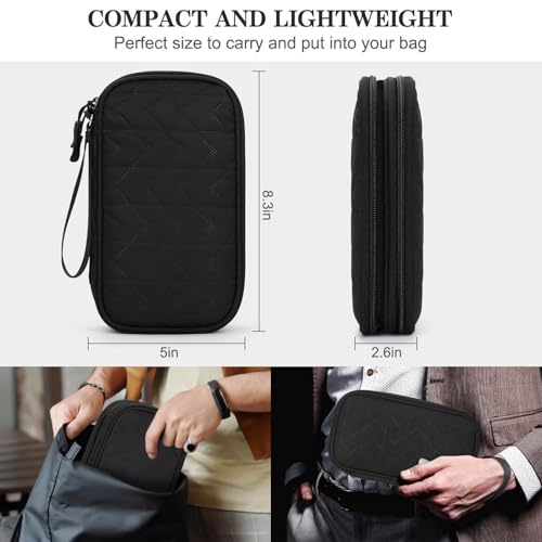 Image of FYY Electronic Organizer, Travel Cable Organizer Bag Pouch Electronic Accessories Carry Case Portable Waterproof Double Layers All-in-One Storage Bag for Cable, Cord, Charger, Phone, Pattern Black (M)
