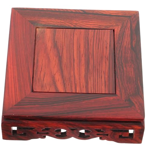 SOLUSTRE Wood Base Craft Display Stand Elegant Teapot Riser for Home Office Decor Solid Wood Planter Holder Unique Design with Intricate Patterns