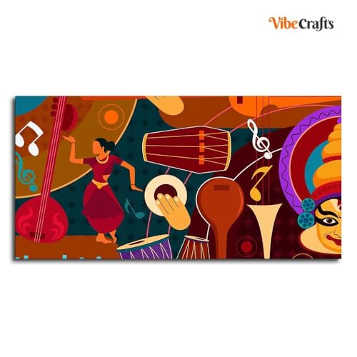 Image of VIBECRAFTS Canvas Paintings for Living Room Drawing Room Dance & Music Instruments Canvas Wall Painting for Homedecore|Office|Gift|Livingroom|Bedroom(PTVCH 2399N)(48 x 24 Inches)