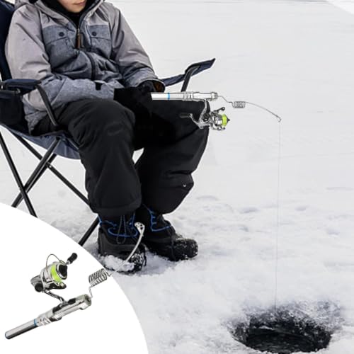 Combo de pesca en hielo portátil y equipo completo de caña con carrete para invierno 4