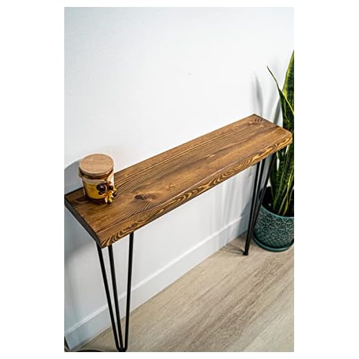 MWS Wood Console Table, Live Edge Console Table, Narrow Console Table, Rustic Console Table Entryway Table, Side Table, Sofa Table, Console Table (Brown, 2 Legs L46 x W7 x H30)