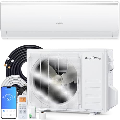 GrowthWing 18000 BTU Mini Split Air Conditioner & Heater AuraCore Series 20 SEER2 208/230V Inverter Energy-Efficient AC with Remote & APP WiFi Alexa Pro Installation Kit Up to 1250 Sq.Ft.