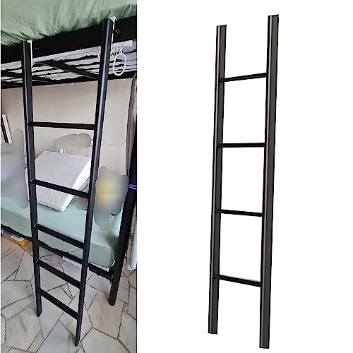 Inredning Stege För Våningssängar, Lägenheter Sovsal Metall Rv Våningssäng Stege, Kraftig Stege Med Två Steg, 150 160 170 Cm Klätterstege Justerbar (Color : Black, Size : Length 1.55m/61 Inch)