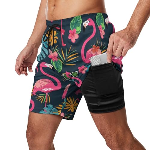Mens Swim Trunks Quick Dry 2 in 1 Beach Shorts with Liner Pocket Adjustable Lightweight Activewear2