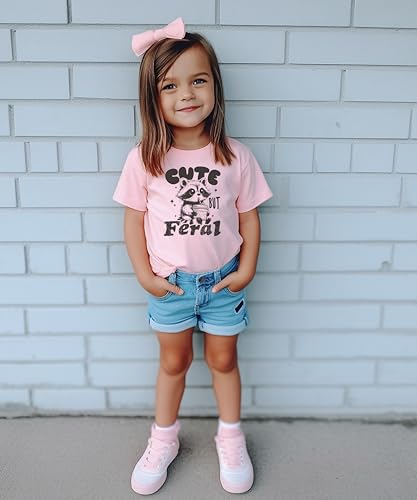 Olive Loves Apple Cute But Feral Shirt for Girls and Boys Adorable Raccoon Unisex Kids Tee3