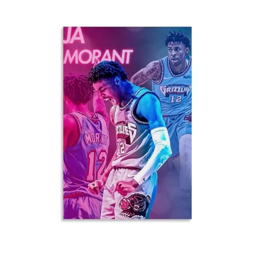 MYHRDF Ja Morant Toile murale imperméable multifonctionnelle résistante aux UV sans cadre 30 x 45 cm