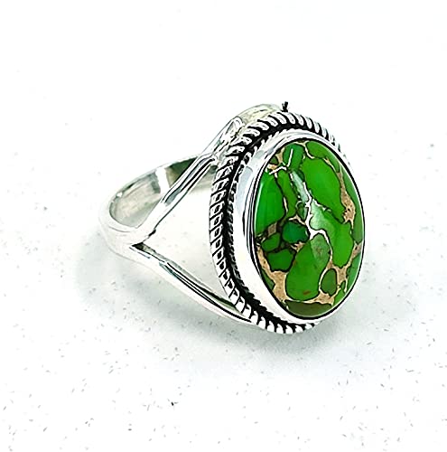 Navya Craft Green Copper Turquoise 925 Solid Sterling Silver Handmade Women Statement Ring Size 4 To 13 For Christmas Anniversary Birthday Valentine Day Gift Wife Her Mother Sister Best Friend #TOP6