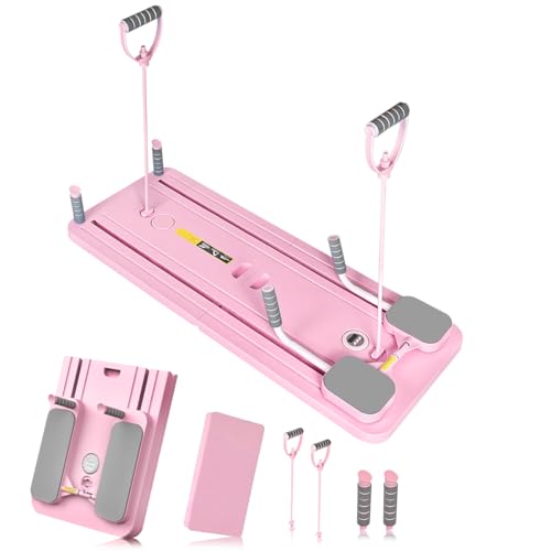 Portable Pilates Reformer Board - Multi-Purpose Foldable Home Gym Equipment for Core/Back/Arm/Leg Workouts, Fitness Gift (Pink) - Image 7