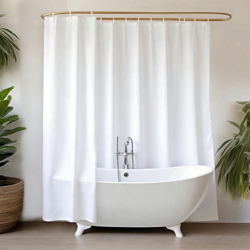 YISURE Duschvorhang 240x200 Weiß Antischimmel, Duschvorhang mit Magnet wasserabweisend Textil für badewanne, Breite 240 x Höhe 200cm