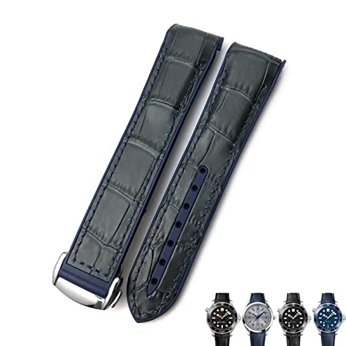 Bracelet montre cuir caoutchouc 20mm 22mm pour Omega Seamaster et Speedmaster