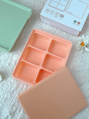 [韓国プレミアム] LALA&MORE シリコン フリージング ブロックトレー 離乳食ストック 小分け 作り置き 保存容器 ケース BPA フリー 食洗器 対応 6ブロック (くすみコラール), MADE IN KOREAの商品画像（Amazon）