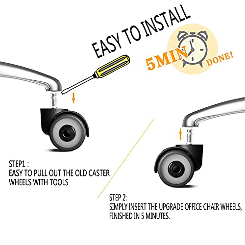 Enyke Office Chair Wheels, 2 Inch Heavy Duty Chair Casters Set Of 5, Upgrade 4 Bearings Chair Wheels, 700Lbs Rubber Caster Wheels Protect For All Floors (Hardwood/Carpet) #TOP6