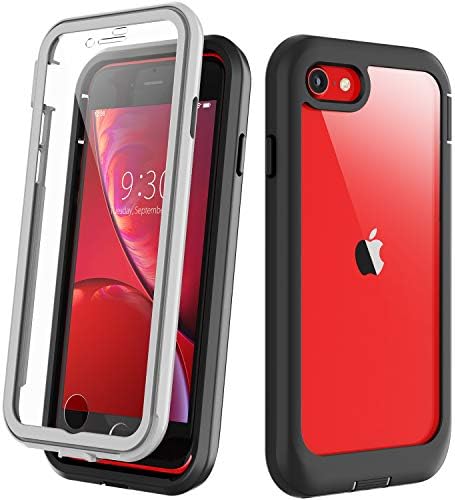 Eonfine for iPhone SE 2020 Case/iPhone 7/8 Case, Full-Body with Built-in Screen Protector Rugged Clear Shockproof Case for iPhone 7/8/iPhone SE 2nd Generation 4.7inch (Black)