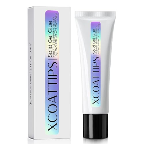 BTArtboxnails 30g Solid Nail Gel for Nail Tips, Upgrade Gl ue Gel for Fake Nails Cure Needed, Long Lasting Strong Adhesion Nail Gl ue Gel