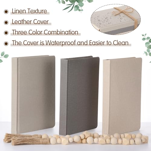 Feifeiya 3 Pieces Linen Covered Decorative Books Set For Home Coffee Table Decor 8.5 X 5.7 Inches Faux Books With Wood Bead Garland Rustic Farmhouse Stacked Books Decor For Shelves Living Room Mantle thumb #3