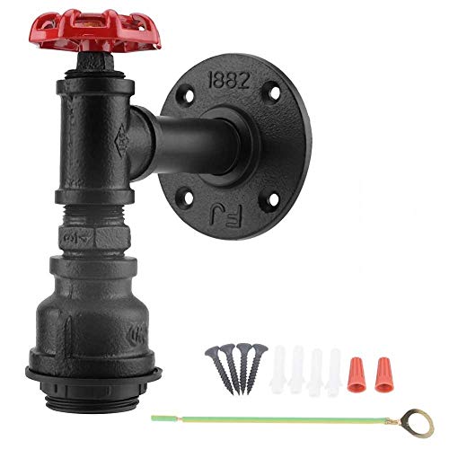 CNCDRS Mur d'appareils d'éclairage Tuyau rétro Mur d'eau Steampunk métal Creative Lampe Ferme Nostalgique Entrepôt Aisle Bar Villa Lanterne Murale Salle à Manger Club House Chambre Nuit E27 Edison Cover