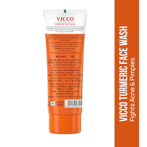 Image of Vicco Turmeric Face Wash I Ayurvedic Turmeric Face Wash I Controls Oil I Fights Pimple & Acne Causing Germs & Revitalises Skin I Healthy, Even Glow I 50gm | Pack of 1