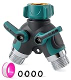NovcenStar Garden Hose Splitter 2 Way, Heavy Duty Metal Water Hose Y Splitter with Shut Off Valves...