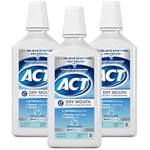 غسول الفم ACT Dry Mouth Anticavity Fluoride مع إكسيليتول وخالي من الكحول، نعناع مهدئ، 33.8 أونصة سائلة. عبوة من 3 قطع