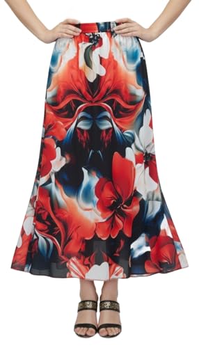 Image of VAGISHA Women's 4-Metre Flared Long Skirt | Skirts for Women Long Length | Long Skirts for Girls | Ethnic & Boho Printed Wear with Elastic Waist | Perfect for Party, Festive & Casual Look