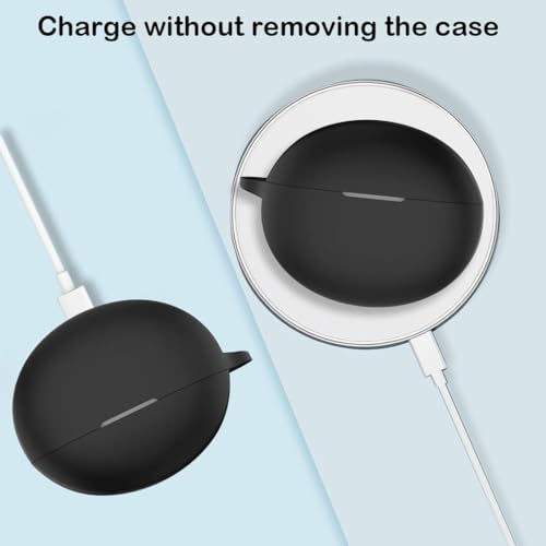 Image of CERLINK Earphone Case Cover Compatible for OnePlus Nord Buds 3, OnePlus Nord Buds 3 Pro Soft Silicone Skin Case Cover Shock-Absorbing Protective Case with Keychain [Front LED Visible] (Navyblue)